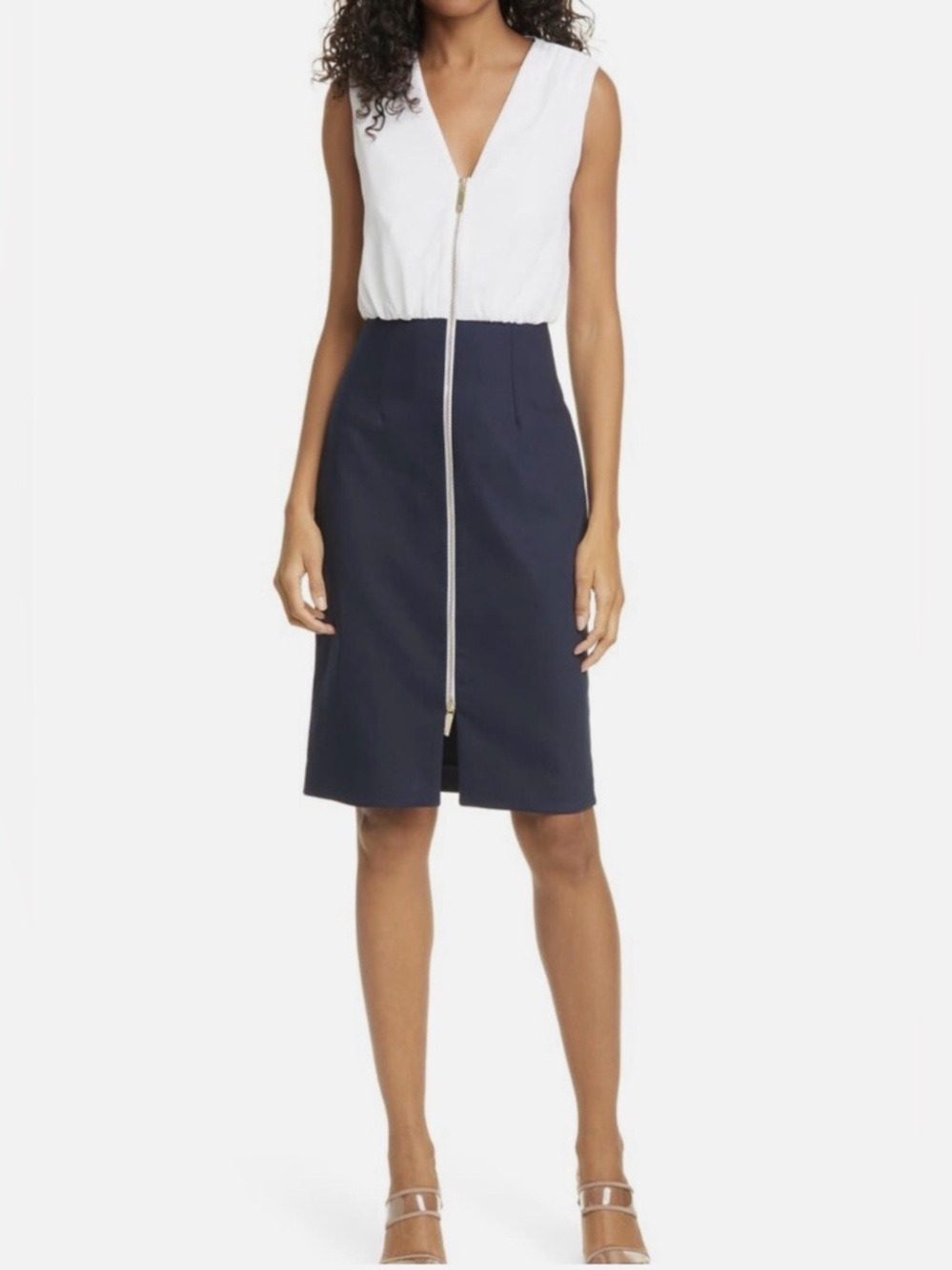 Ted Baker ANNISE Bodycon pencil dress with exposed zip size 1, NWT, navy blue